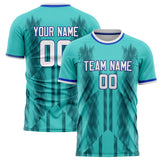 Custom Teal White Pattern Soccer Jersey