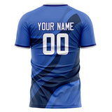 Custom Blue Navy Pattern Soccer Jersey