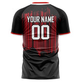 Custom Black Red Pattern Soccer Jersey