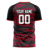 Custom Red Black Pattern Soccer Jersey