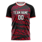 Custom Red Black Pattern Soccer Jersey