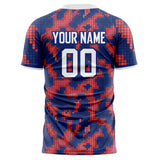 Custom Red Navy Pattern Soccer Jersey