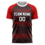 Custom Black Red Pattern Soccer Jersey