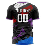 Custom Black Red Pattern Soccer Jersey