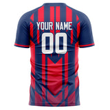 Custom Navy Red Pattern Soccer Jersey