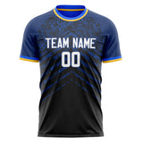 Custom Black Navy Pattern Soccer Jersey