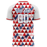 Custom Red White Pattern Soccer Jersey