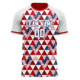 Custom Red White Pattern Soccer Jersey