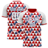 Custom Red White Pattern Soccer Jersey