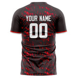 Custom Black Red Pattern Soccer Jersey