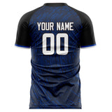 Custom Navy Black Pattern Soccer Jersey