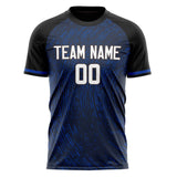 Custom Navy Black Pattern Soccer Jersey