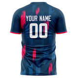 Custom Navy Red Pattern Soccer Jersey