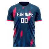 Custom Navy Red Pattern Soccer Jersey