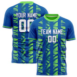 Custom Blue Neon Green Pattern Soccer Jersey