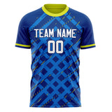 Custom Royal White Pattern Soccer Jersey