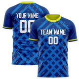 Custom Royal White Pattern Soccer Jersey