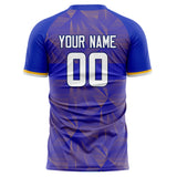 Custom Blue Gold Pattern Soccer Jersey