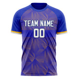 Custom Blue Gold Pattern Soccer Jersey