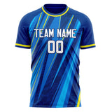 Custom Royal White Pattern Soccer Jersey