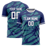 Custom Purple Green Pattern Soccer Jersey