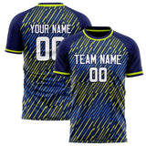 Custom Navy Yellow Pattern Soccer Jersey