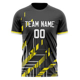 Custom Black Gold Pattern Soccer Jersey