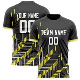 Custom Black Gold Pattern Soccer Jersey