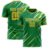 Custom Kelly Green Gold Pattern Soccer Jersey