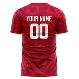 Custom Red White Pattern Soccer Jersey