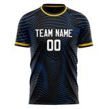 Custom Black Blue Pattern Soccer Jersey