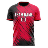 Custom Red Black Pattern Soccer Jersey