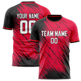 Custom Red Black Pattern Soccer Jersey