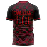 Custom Black Red Pattern Soccer Jersey