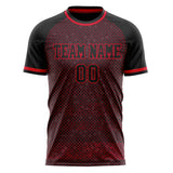 Custom Black Red Pattern Soccer Jersey