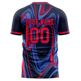 Custom Black Red Pattern Soccer Jersey