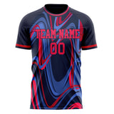 Custom Black Red Pattern Soccer Jersey