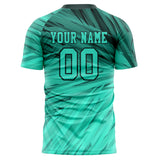 Custom Teal Black Pattern Soccer Jersey