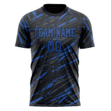 Custom Black Blue Pattern Soccer Jersey