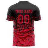 Custom Red Black Pattern Soccer Jersey