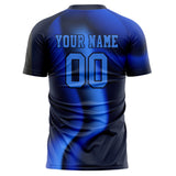 Custom Black Blue Pattern Soccer Jersey