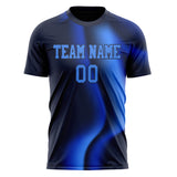 Custom Black Blue Pattern Soccer Jersey