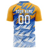 Custom Gold Blue Pattern Soccer Jersey