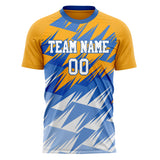 Custom Gold Blue Pattern Soccer Jersey