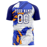 Custom White Blue Pattern Soccer Jersey