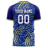 Custom Royal Yellow Pattern Soccer Jersey