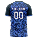 Custom Blue Black Pattern Soccer Jersey