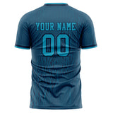 Custom Navy Black Pattern Soccer Jersey