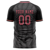 Custom Black Pink Pattern Soccer Jersey