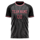 Custom Black Pink Pattern Soccer Jersey